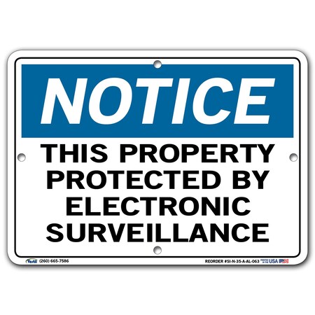 Vestil Aluminum Sign, 7-1/2" Height, 10-1/2" Width, Aluminum, Rectangle, English SI-N-35-A-AL-063
